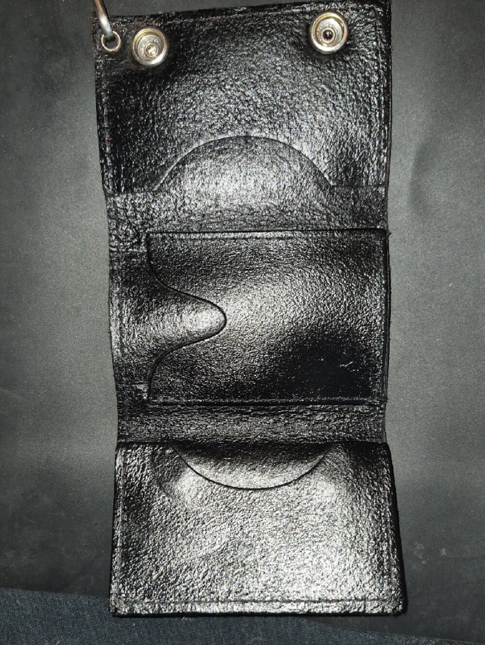 Vintage Harley-Davidson Black Leather Trifold Wallet with Silver Chain - Picture 6 of 9